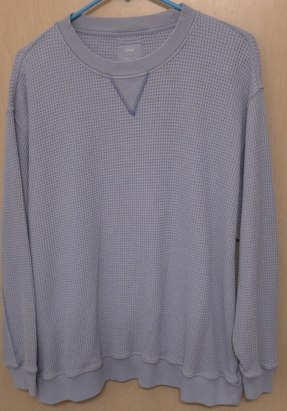 Aerie Sweatshirt Womens Large Blue Oversized Thermal Crew Neck Pullover